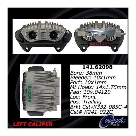 Centric Semi-Loaded Brake Caliper, Parts, 141.62098 141.62098